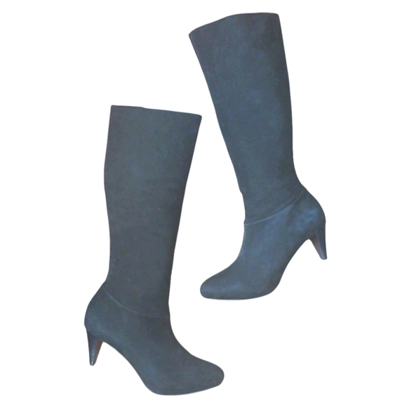 R.S.V.P. Black Suede Knee High Boots Women's Tall Pointed Toe Heeled Boots sz 8 - Picture 2 of 13